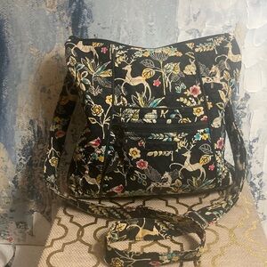 Genuine Vera Bradley Black “ Winter Palace” Crossbody